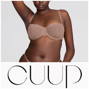 New Cuup The Balconette Sand Sheer Mesh Bra Underwire Sz 38F 38 F NWOT